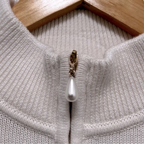 J Crew Striped half-zip sweater with pearl zipper in weekend stripe size large - Picture 5 of 8